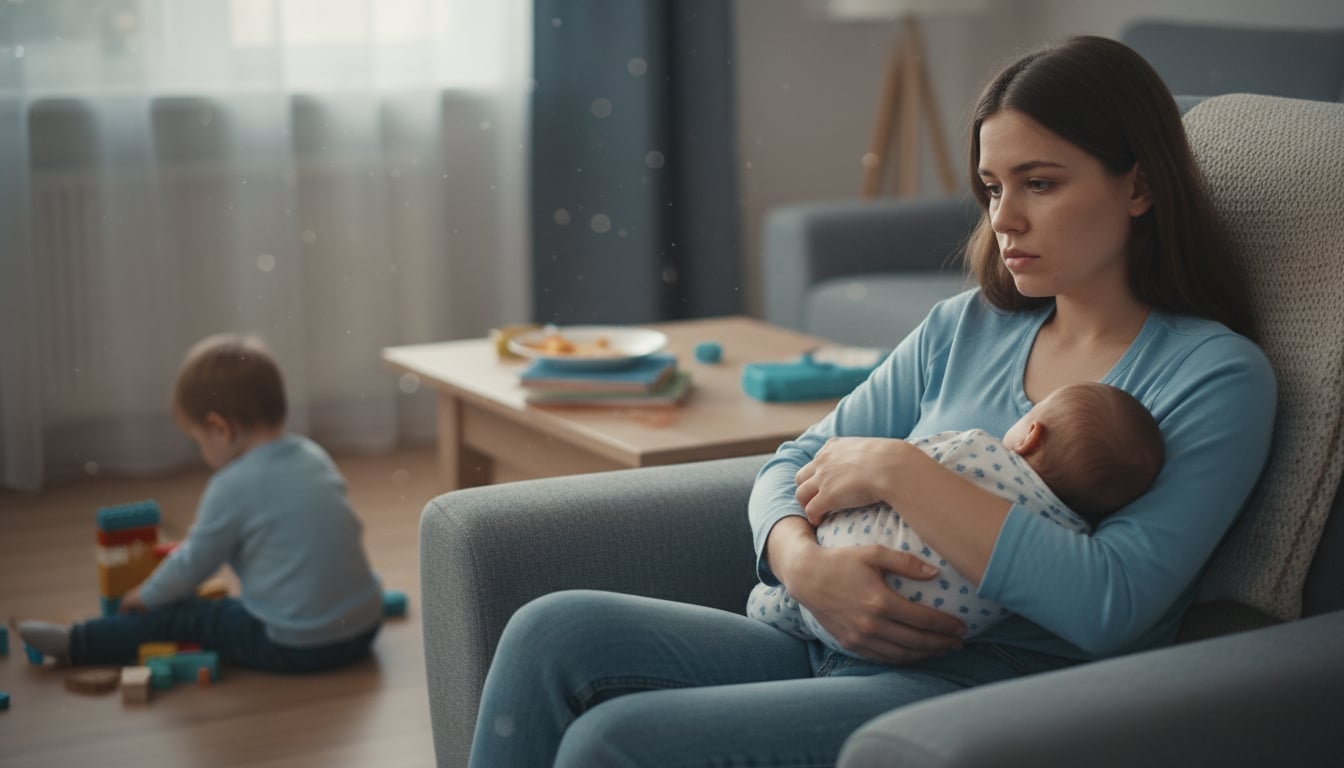 Mãe lidando com culpa materna